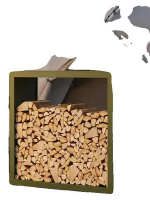 Image de Étagère pour bois de chauffage, acier de forte capacité, stockage en extérieur, couleur vert armée