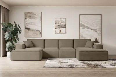 Produktbild von ALTDECOR Ecksofa in U-Form Corner Sofa Bett Eckcouch Couch L-Form Wohnlandschaft Cauchsofa SIERRA-U - 349x169x80 cm Braun -