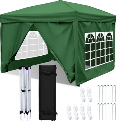 Immagine prodotto di Gazebo Aopunly 3x3m, gazebo pieghevole da giardino, protezione UV, con pannelli laterali per giardino terrazza festa verde