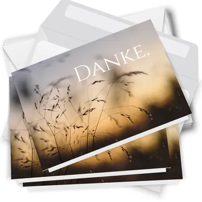 Produktbild von Trauer Danksagungskarten inklusive Umschlag | Motiv: Gräser, 10 Stück | Dankeskarten DIN A6 Set | Grußkarten-Trauerkarten Danksagung Danke sagen