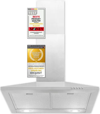 A white kitchen hood with two awards displayed on the front.
