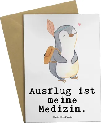 Produktbild von Mr. & Mrs. Panda babykarte Pinguin Ausflug - Weiß - Geschenk, einladungskarten, Glückwunschkarte, Ausflüge machen, Grußkarten, hochzeitskarten, weihnachtskarten, Reisen