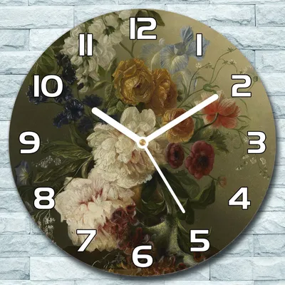 Produktbild von Wanduhr aus Glas Rund fi 30 Stilllebenmalerei Quarz Deko Schlafzimmer Büro