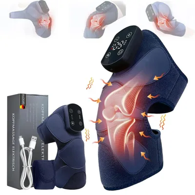 Immagine prodotto di Massaggiatore 3 in 1 per ginocchia, gomiti e spalle con funzione di riscaldamento e vibrazione, massaggiatore elettrico portatile, 5 livelli di riscaldamento, batteria da 5000 mAh, relax profondo