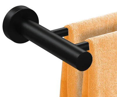 Verstellbares Handtuchregal 43-72 cm, Edelstahl, Schwarz, Doppelstange
