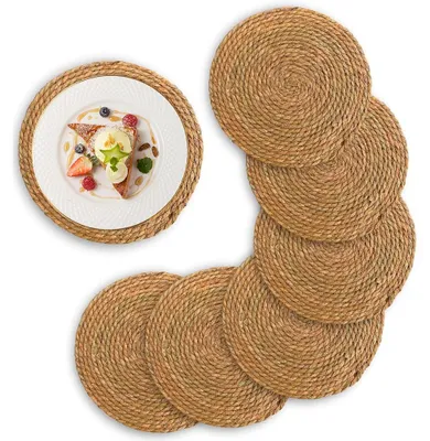 12er-Set runde Platzsets aus Wasserhyazinthe, 30 cm, geflochten
