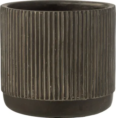 Zdjęcie produktu dla Cachepot Lines Ceramiczny Czarny/Brązowy Duży