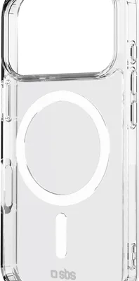 A clear, transparent phone case with a magnetic ring for MagSafe charging.