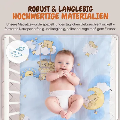 Produktbild von Kindermatratze | klappbare Kindermatratze | Kinder Rollmatratze | Reisebett-Schaumstoffmatratze 70x140 | Kinderbettmatratze mit Mikrofaserbezug