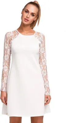Produktbild von Kleid Elegant mit Spitze Mini-Kleid, Ecru L/40