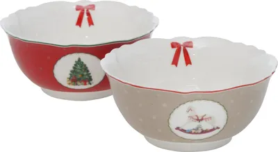 Produktbild von 2tlg Set Delight Gebäckschälchen 14cm Bowl-Dessert Müsli-Schale Weihnachten