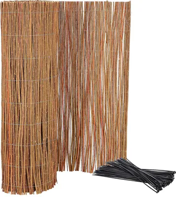 Productafbeelding van KOTARBAU® Weidemat, weidemat, voor balkon, terras, tuin, 90 x 500 cm, stabiele inkijkbescherming, natuurlijke verzinkte draad voor hoge stabiliteit, met kabelbinders