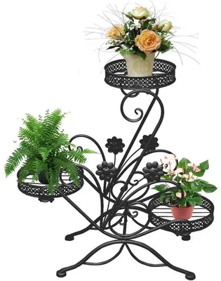 Productafbeelding van Drielaags bloemenrek, plantenbak, metaal, plantenbak, bloemenrek, plantenbak, bloemenplank, bloemenstandaard, plantenbak, bloemenrek voor balkon, terras, tuin