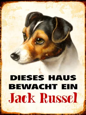 Produktbild von vianmo Holzschild 40x30 cm Hund dieses Haus bewacht Jack Russel