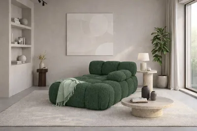 Produktbild von Kaiser Möbel Chaiselongue modular, Bouclé-Stoff Abriamo, Dunkelgrün, Rechts, Selia
