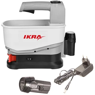 Productafbeelding van IKRA Accu-strooier IAST 12 | 12V | Strooibreedte tot 5 meter | 5 doseerniveaus | 4,5 liter reservoir | geschikt voor meststoffen, zaden en strooizout | inclusief accu en oplader