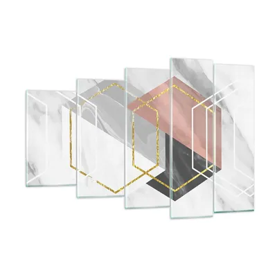 Produktbild von Bilder auf glas - 5 Teile - Zahlen Weiß Golden - 150x100cm - Glasbilder - Wandbilder - Bilder - zum Aufhängen bereit - Wanddekoration aus Glas - Glas Bilder - Wandbild auf Glas - GEG150x100-5087