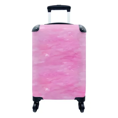 Produktbild von MuchoWow® Koffer Handgepäck Trolley Rollkoffer Kleine Reisekoffer mit 4 Rollen - Aquarell - Rosa - Muster - Cabin Size < 55x40x23 cm & 55x40x20 cm - Fotokoffer - Kabinenkoffer - Boardgepäck - Reise-Box - Reisekoffer - Reisegepäck - Koffer mit Bild - Trolley für Kinder
