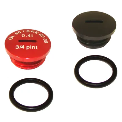 Produktbild von SET Verschlußschraube - Alu schwarz / rot eloxiert mit O-Ringen - für Motor M500-M700