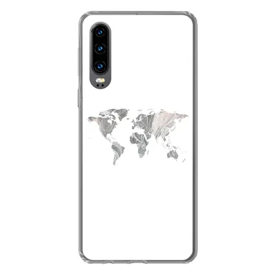 Produktbild von MuchoWow® Handyhülle Schutzhülle Hülle für Huawei P30 Weltkarte - Muster - Schwarz Silikon Softcase Handy Hülle - Kartenbesitzer