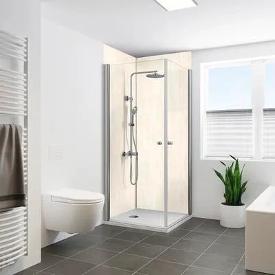 Produktbild von Duschrückwand BREUER Steinoptik Travertin Creme 210 x 100 cm 9482586000202