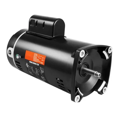 Produktbild von 2 PS Pool-Pumpenmotor - 56Y Rahmen - 230V (7,8 Ampere) - 3450 U/min - 60Hz - 1,3 Betriebsfaktor - 50μF/250V Kondensator - Linksdrehung - Vierkantflansch Ersatzmotor