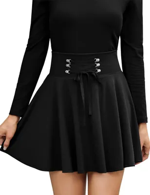 Productafbeelding van Damessok rok met hoge taille - Geruit - Mini-plooirok - Gotische stijl - Casual rok - Polyestermix met zakken