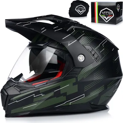 Image de Casque motocross avec visière solaire | VITO MOLINO | homme et femme | Casque ATV QUAD ENDURO | Certificat ECE 22.06 | casque moto avec double visière | S (55-56cm)