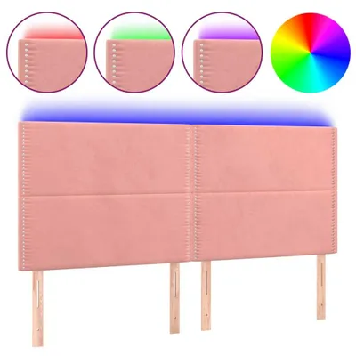 Produktbild von vidaXL LED Kopfteil Rosa 160x5x118/128 cm Samt