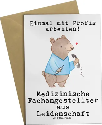 Produktbild von Mr. & Mrs. Panda Grußkarte Medizinische Fachangestellter Leidenschaft - Weiß - Geschenk, Lustig, krank, Ausbildung, Grußkarten, Beruf, Krankenhaus, hochzeitskarten, MFA