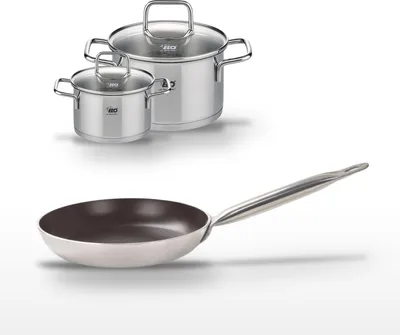 Image de Lot Poêle 24 cm avec revêtement céramique sans PFAS & 2 Faitouts Elo Bistro Line Citrin