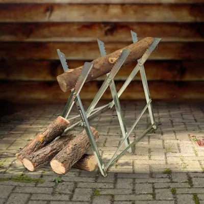 Produktbild von Kettensägebock Sägeständer Metall Holzsägebock klappbar 3 Arbeitshöhen 84x80x80cm