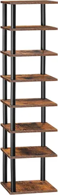 Image de HOOBRO Étagère à chaussures d'angle 8 couches étroite rangement pour chaussures Armoire à chaussures Entrée Marron foncé-Noir
