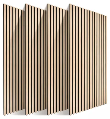 Obrázok produktu pre Akustické panely Relaxdays, sada 4 ks, 120 x 60 cm, zvuková izolácia a obklad stien, dubová dyha, stenové panely, svetlohnedá