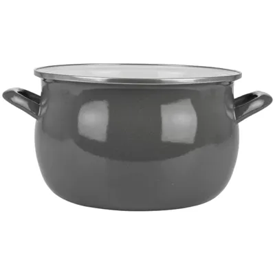 Produktbild von Silesia Emalia Küchentopf aus emailliertem Stahl Helena Pot 5,5 L Grau Emaillierter Topf + Glasdeckel 5,5 L