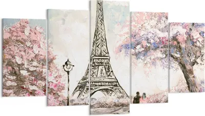 Produktbild von Bild auf Leinwand - Leinwandbild - Bäume Eiffle Paar Frankreich - 160x85cm - Wand Bild - Wanddeko - Leinwanddruck - Bilder - Kunstdruck - Wanddekoration - Leinwand bilder - Wandkunst - EA160x85-3147