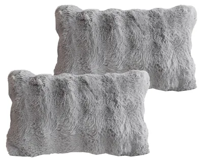 Produktbild von Set aus 2 Kunstfell Kissenbezügen 30 x 50 cm in Grau