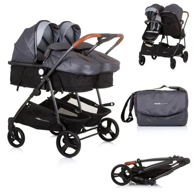 Immagine prodotto di Chipolino passeggino Duo Smart pieghevole convertibile regolabile pedana grigio chiaro
