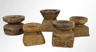 Image de Set de bougeoirs décoratifs en bois, décoration unique