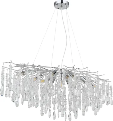 Immagine prodotto di Lampada a sospensione, metallo, colore argento, cristalli di vetro, H 120 cm