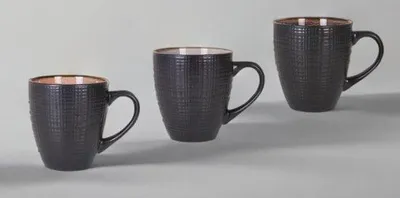 Image de Lot de tasses à café en céramique, noir mat, 3 pièces, 450 ml