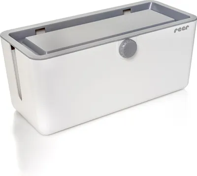 Produktbild von Reer 78020 CableGuard Kabelbox - kindersicheres Kabelmanagement für Kabel und Mehrfachsteckdosen, weiß