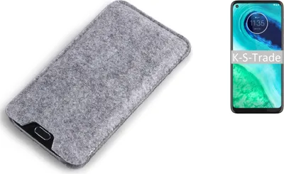 Produktbild von K-S-Trade Filz Handyhülle kompatibel mit Motorola G8 Schutzhülle Filztasche Filz Tasche Case Sleeve Handy Hülle Filzhülle grau