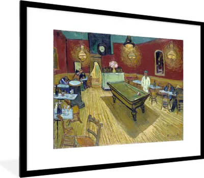 Produktbild von MuchoWow® MuchoWow® Gerahmtes Poster Das Nachtcafé - Vincent van Gogh 80x60 cm - Poster mit zchwarzem Bilderrahmen - Schlafzimmer-Dekorationen - Fotoposter