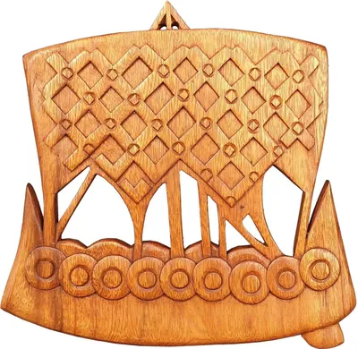 Produktbild von Wandschmuck Wikingerboot Wandbild Soar Holz geschnitztes Ornament Holz