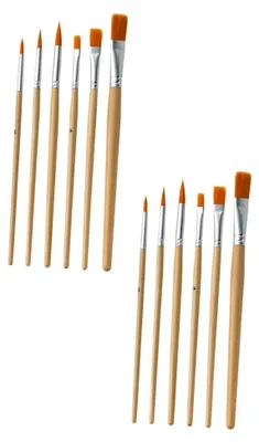Produktbild von 12 Stück Pinsel mit Holzgriff für Ölfarben, Aquarell und Gouache