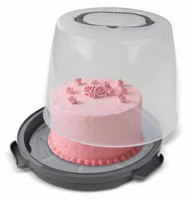 Obrázok produktu pre Dr. Oetker prepravný box na torty extra vysoký Okrúhly prepravný box na torty s policou Priestor na 20 cm vysoké torty a koláče