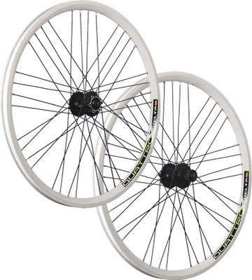 Produktbild von 26 Zoll Laufradsatz Hohlkammerfelge Quattro X Shimano Deore 6 Loch Disc M525 QB400 weiß