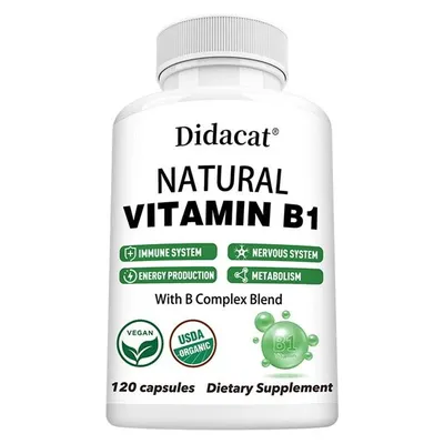 Immagine prodotto di Complesso naturale di vitamina B1 (120 capsule) Integratore alimentare, sistema immunitario, energia, nervi, cervello, metabolismo, salute dei nervi