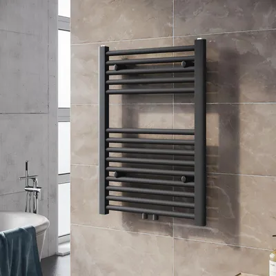 Productafbeelding van SONNI Handdoekradiator, handdoekdroger, 700 x 500 mm, antracietgrijs, warmwaterverwarming, zonder verwarmingselement